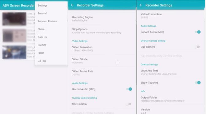 Ứng dụng quay màn hình android ADV Screen Recorder